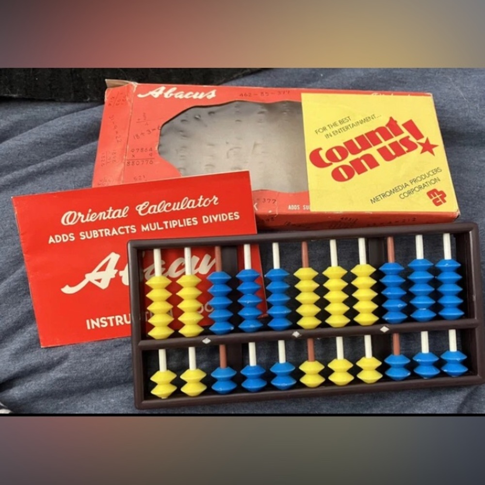 ABACUS Oriental Calculator 1960s + Instruction Book Hong Kong MCM “Vintage NEW”